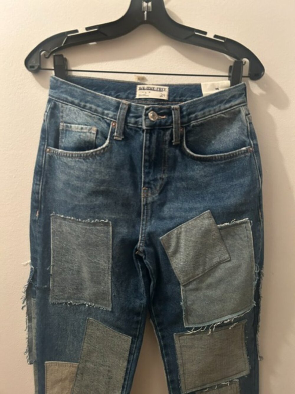 We The Free Free People Bare With Me Patchwork Straight Leg Denim Jeans - Picture 4 of 16